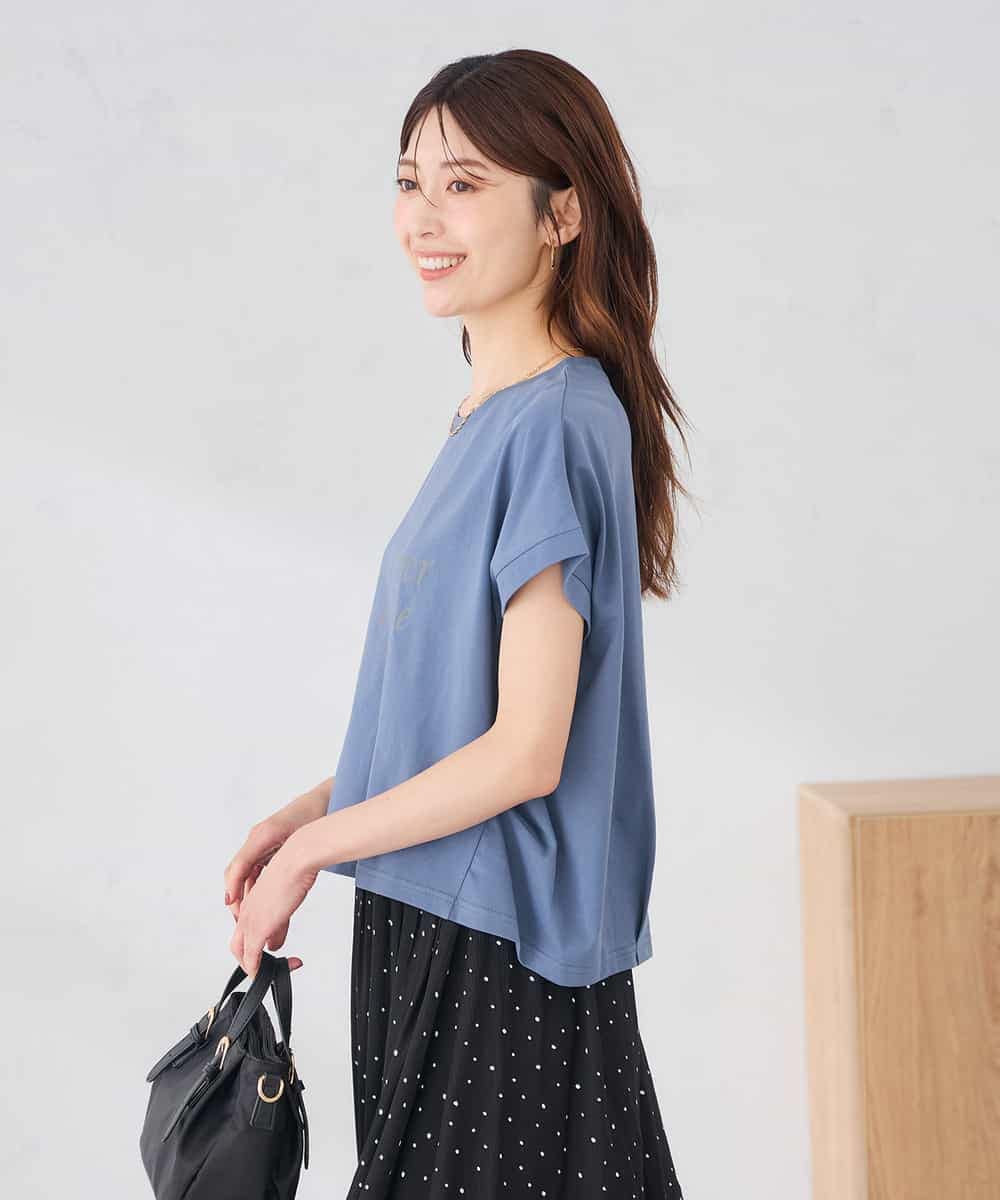K2KID77035 a.v.v(アー・ヴェ・ヴェ) 【UVカット/接触冷感】フォルムロゴＴシャツ ブルー
