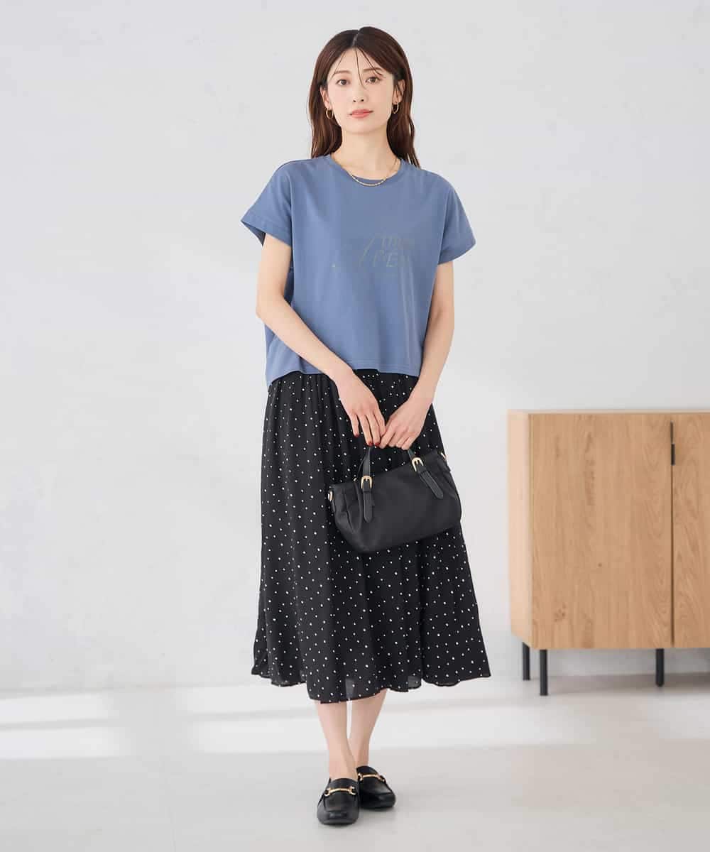 K2KID77035 a.v.v(アー・ヴェ・ヴェ) 【UVカット/接触冷感】フォルムロゴＴシャツ ブルー