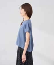 K2KID77035 a.v.v(アー・ヴェ・ヴェ) 【UVカット/接触冷感】フォルムロゴＴシャツ ブルー