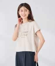 K2KID77035 a.v.v(アー・ヴェ・ヴェ) 【UVカット/接触冷感】フォルムロゴＴシャツ グレージュ
