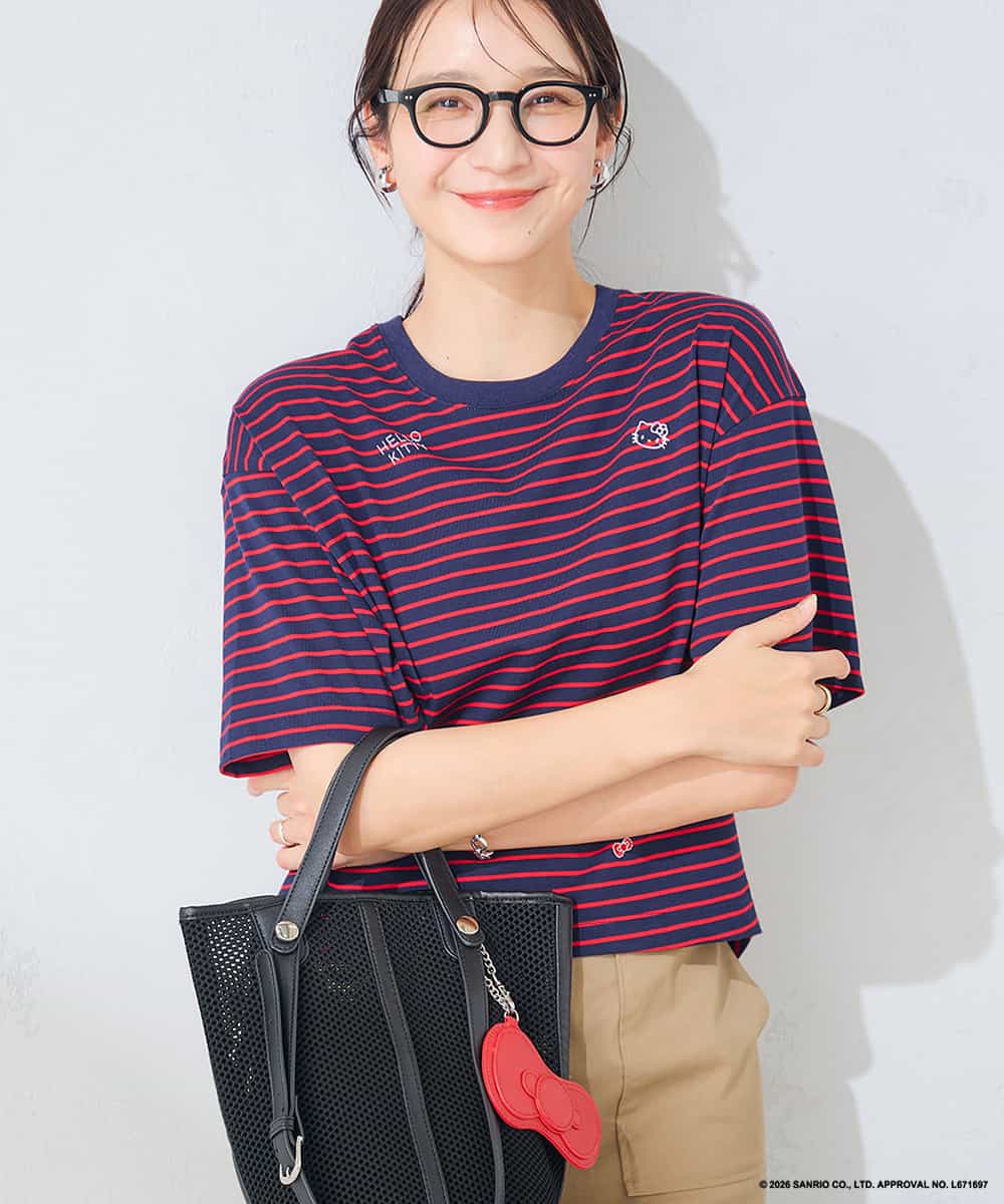 K2KID79049 a.v.v(アー・ヴェ・ヴェ) HELLO KITTY クロップドTシャツ ネイビー