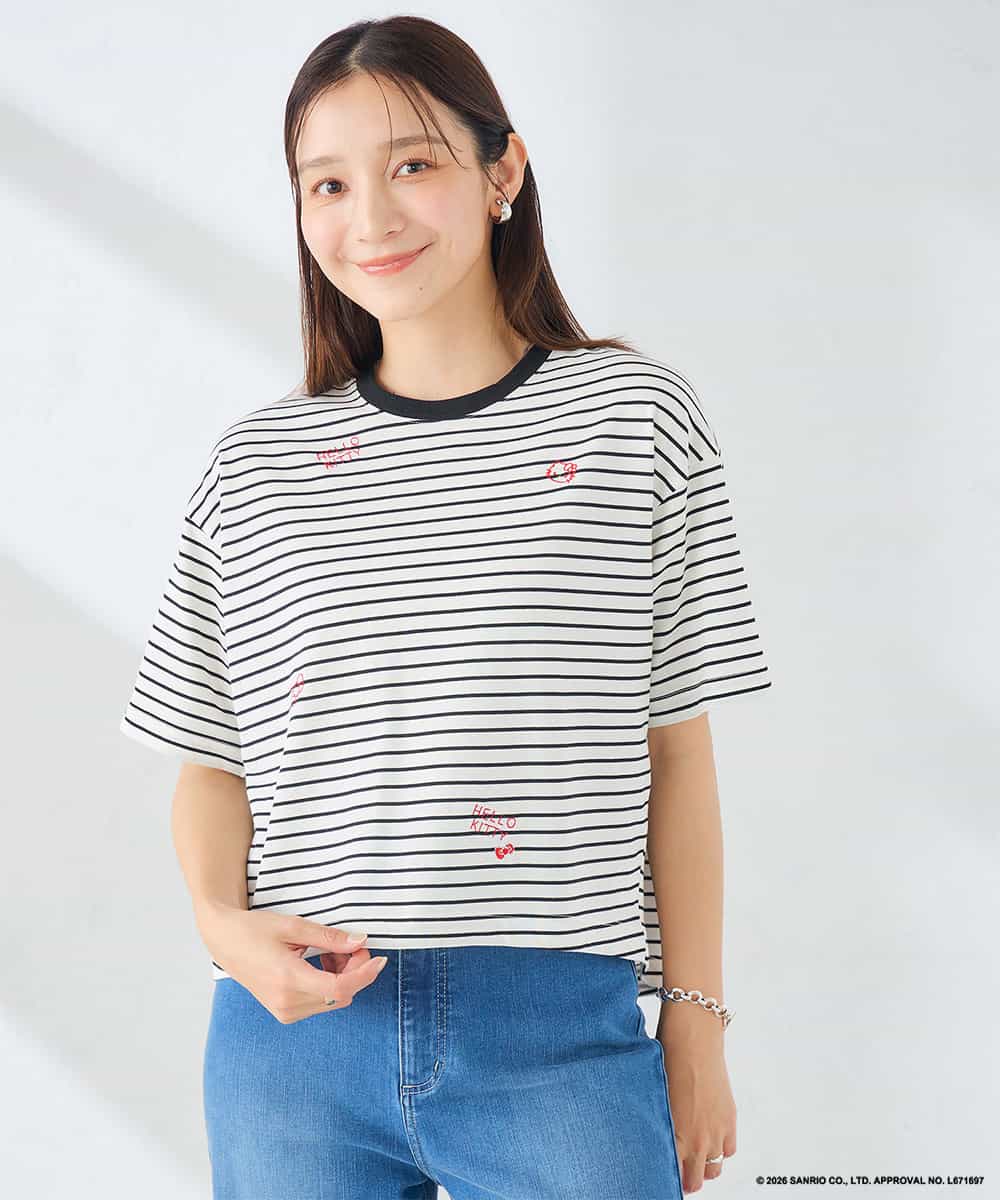 K2KID79049 a.v.v(アー・ヴェ・ヴェ) HELLO KITTY クロップドTシャツ ホワイト