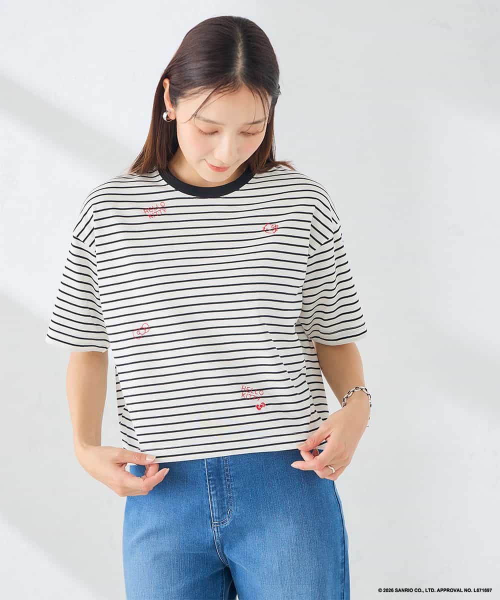 K2KID79049 a.v.v(アー・ヴェ・ヴェ) HELLO KITTY クロップドTシャツ ホワイト