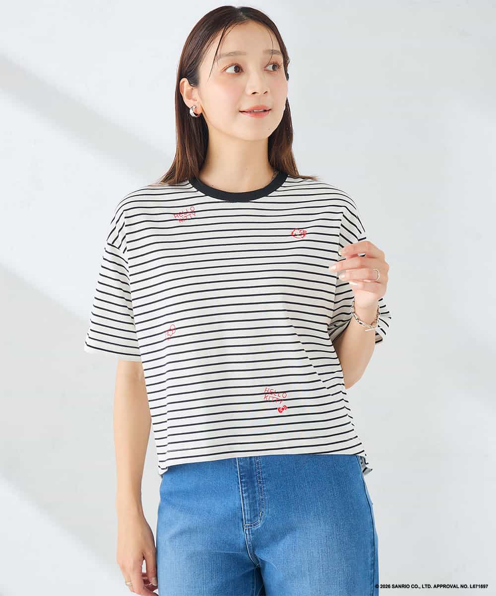 K2KID79049 a.v.v(アー・ヴェ・ヴェ) HELLO KITTY クロップドTシャツ ホワイト