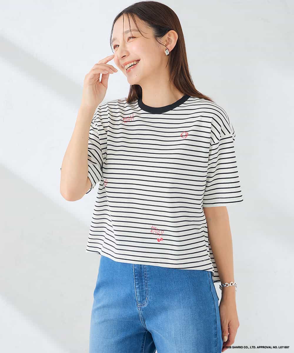 K2KID79049 a.v.v(アー・ヴェ・ヴェ) HELLO KITTY クロップドTシャツ ホワイト