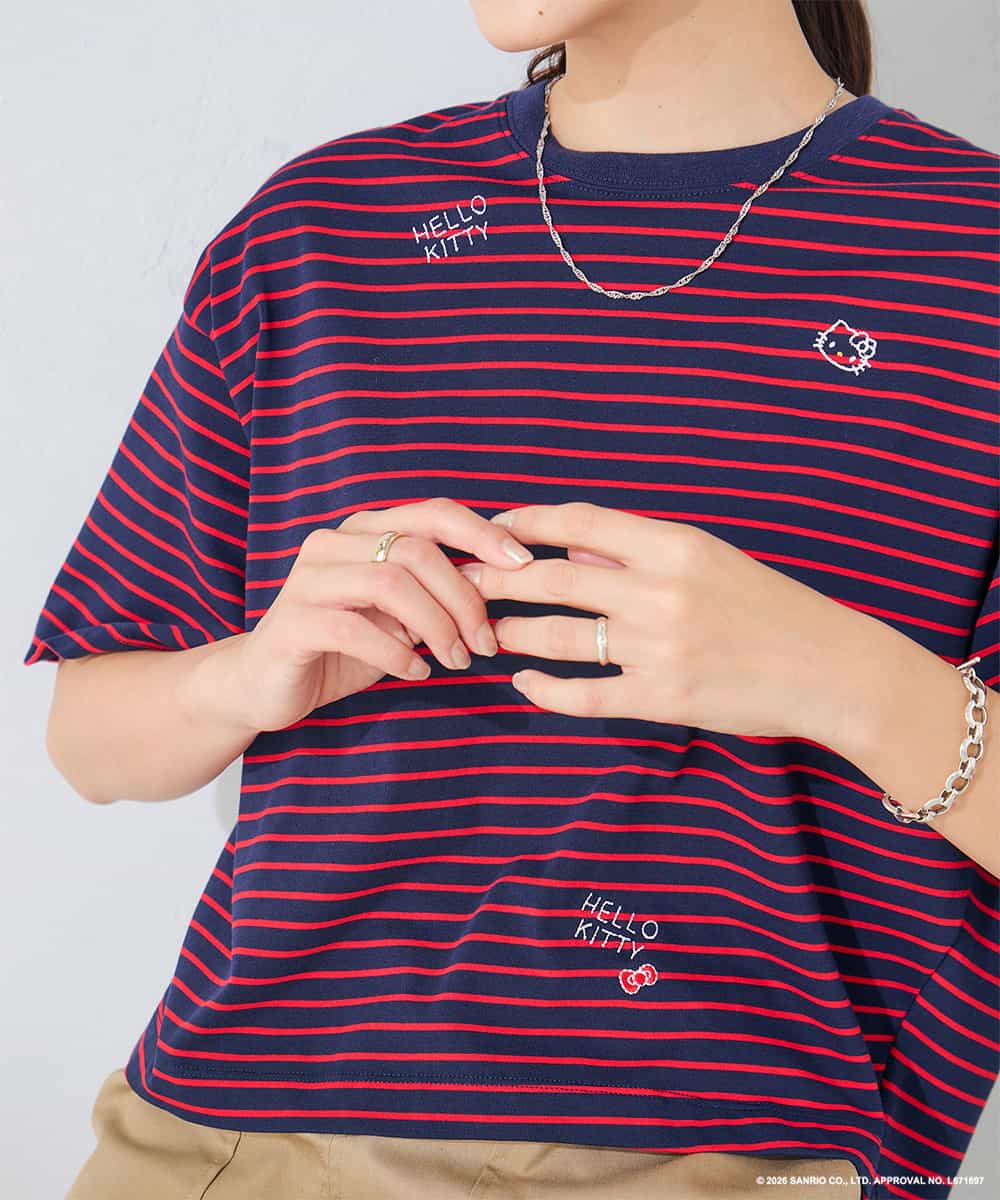 K2KID79049 a.v.v(アー・ヴェ・ヴェ) HELLO KITTY クロップドTシャツ ホワイト