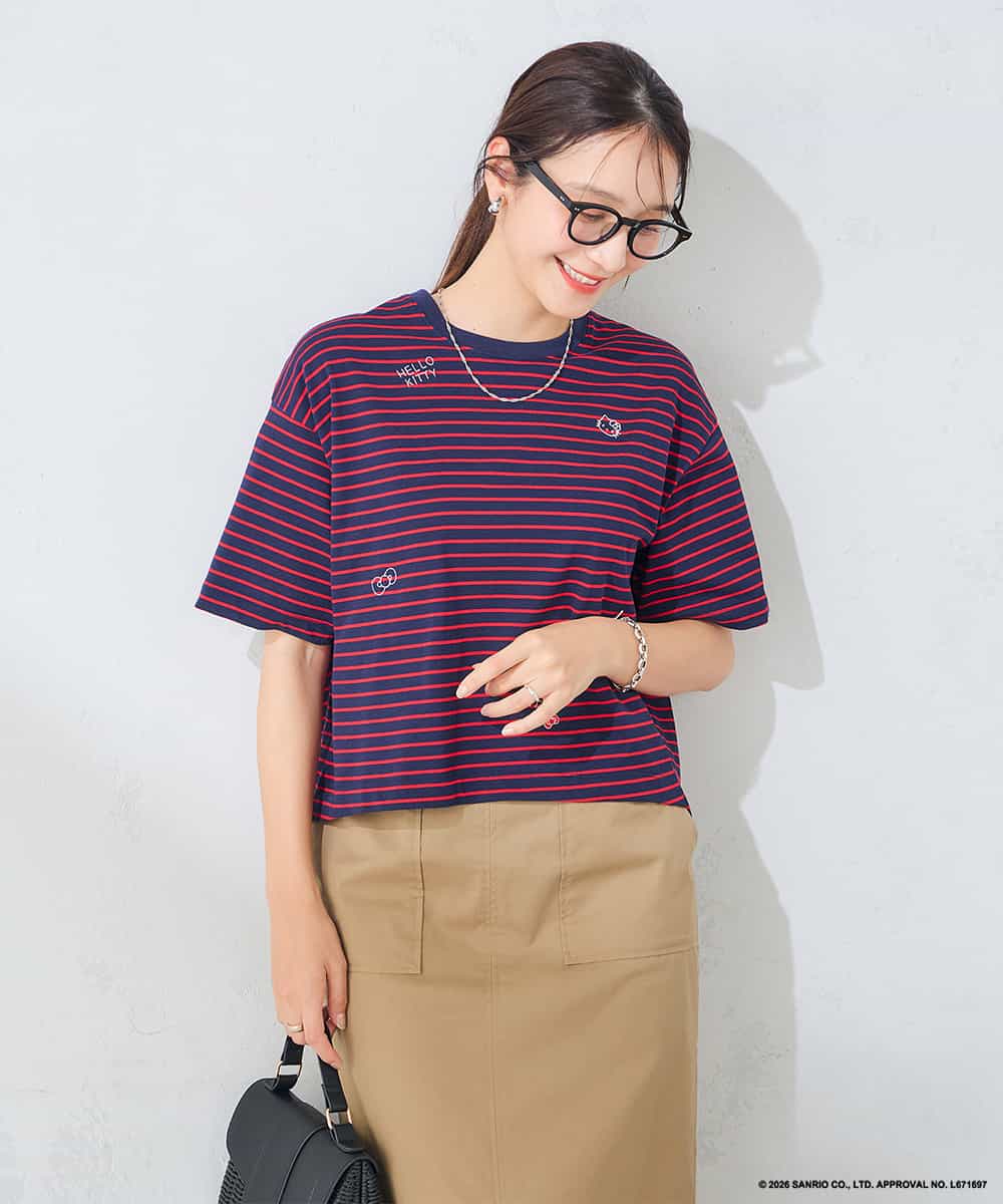K2KID79049 a.v.v(アー・ヴェ・ヴェ) HELLO KITTY クロップドTシャツ ホワイト