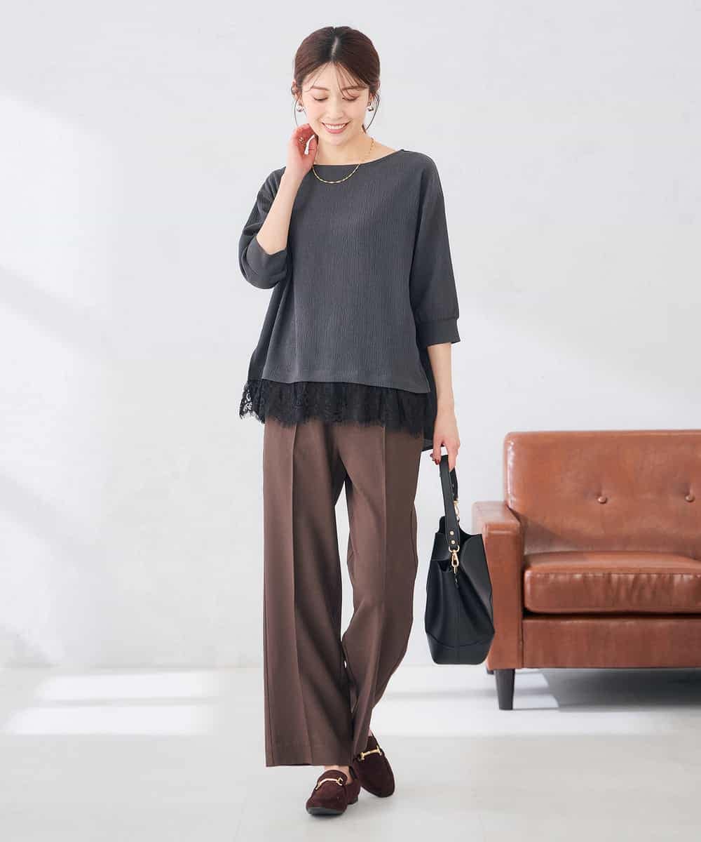 K2KJD11049 a.v.v(アー・ヴェ・ヴェ) レースヘムジャガードトップス ブラウン