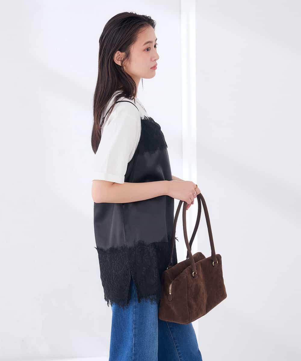 K2KJD28049 a.v.v(アー・ヴェ・ヴェ) サテン レースキャミ ブラック