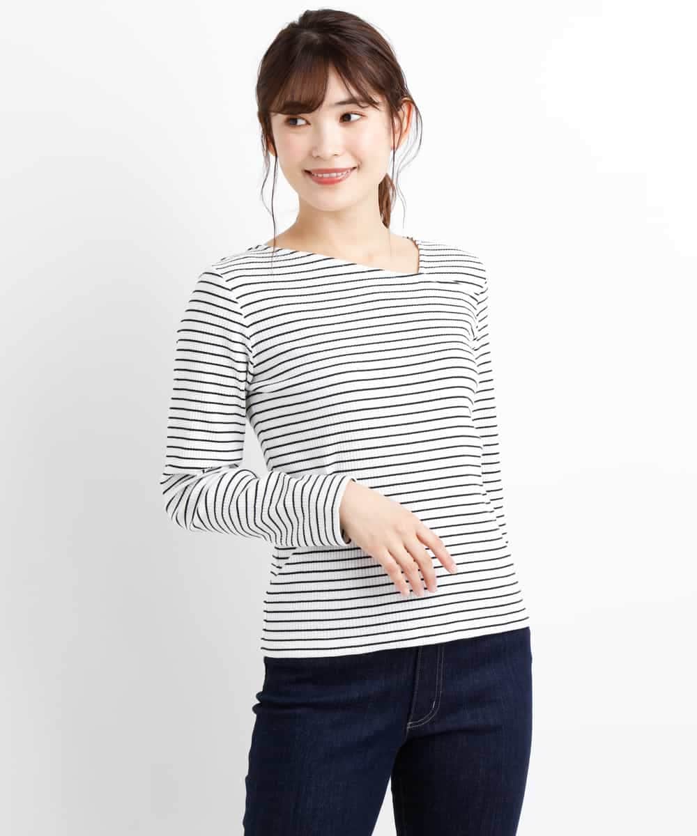 K2KJG31029 a.v.v(アー・ヴェ・ヴェ) アシメネックテレコカットソー アイボリー