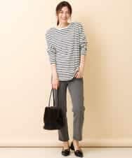 K2KJJ10029 a.v.v(アー・ヴェ・ヴェ) 【抗菌/防臭】ラウンドヘムロングスリーブＴシャツ ボーダー柄