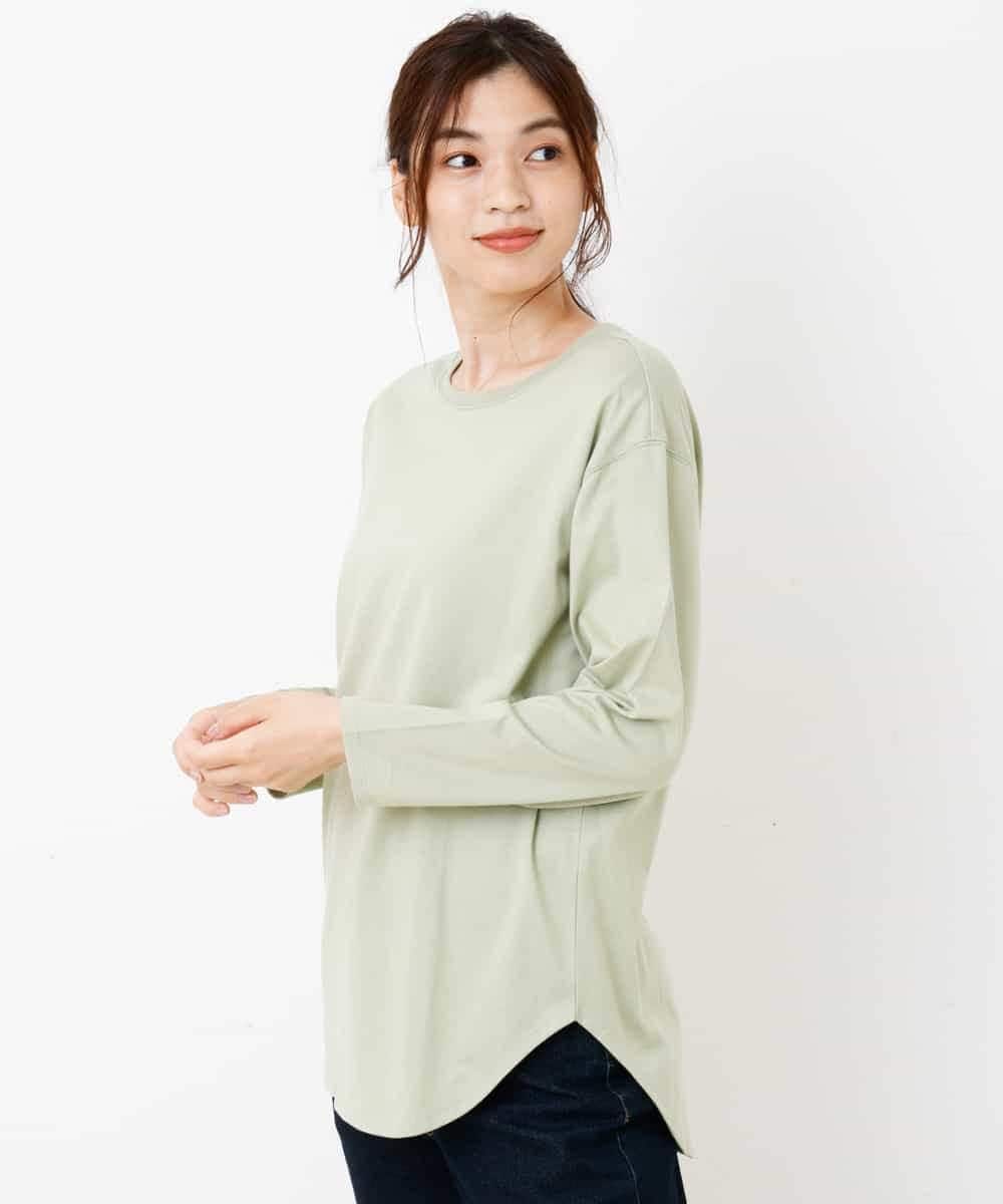 K2KJJ10029 a.v.v(アー・ヴェ・ヴェ) 【抗菌/防臭】ラウンドヘムロングスリーブＴシャツ ボーダー柄