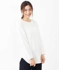 K2KJJ10029 a.v.v(アー・ヴェ・ヴェ) 【抗菌/防臭】ラウンドヘムロングスリーブＴシャツ ボーダー柄