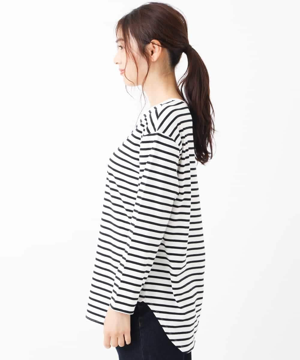 K2KJJ10029 a.v.v(アー・ヴェ・ヴェ) 【抗菌/防臭】ラウンドヘムロングスリーブＴシャツ ボーダー柄