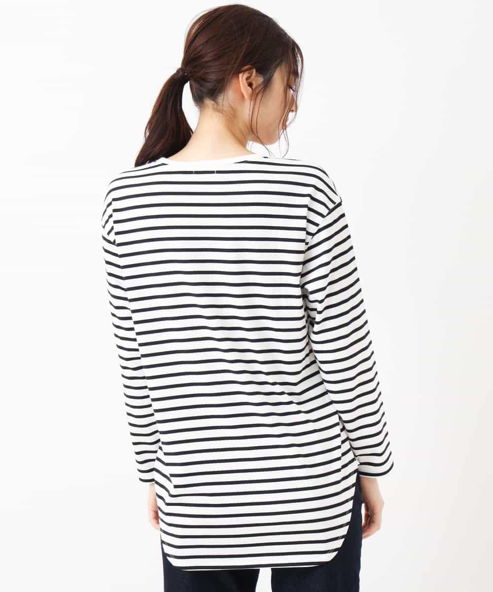 K2KJJ10029 a.v.v(アー・ヴェ・ヴェ) 【抗菌/防臭】ラウンドヘムロングスリーブＴシャツ ボーダー柄