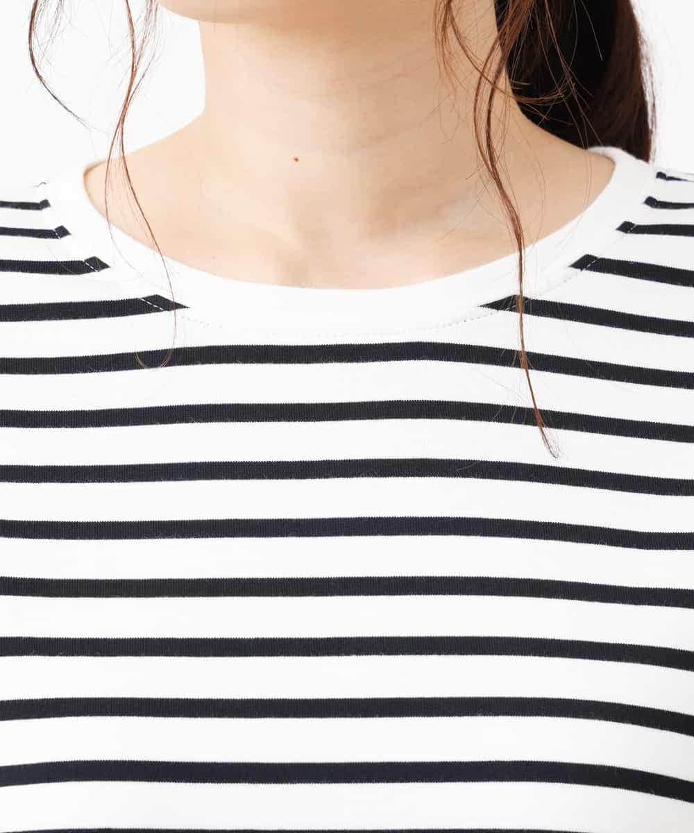 K2KJJ10029 a.v.v(アー・ヴェ・ヴェ) 【抗菌/防臭】ラウンドヘムロングスリーブＴシャツ ボーダー柄