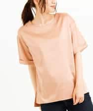 K2KJM24044 a.v.v(アー・ヴェ・ヴェ) サテンTシャツライクブラウス オレンジベージュ