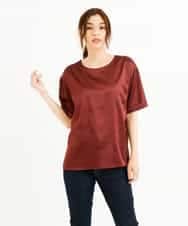 K2KJM24044 a.v.v(アー・ヴェ・ヴェ) サテンTシャツライクブラウス オレンジベージュ