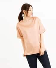 K2KJM24044 a.v.v(アー・ヴェ・ヴェ) サテンTシャツライクブラウス オレンジベージュ