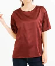 K2KJM24044 a.v.v(アー・ヴェ・ヴェ) サテンTシャツライクブラウス バーガンディー