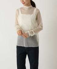 K2KJP13034 a.v.v(アー・ヴェ・ヴェ) ボウタイ付ドットメッシュシアートップス ブラック