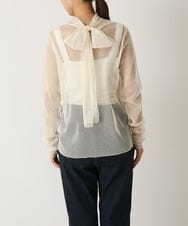 K2KJP13034 a.v.v(アー・ヴェ・ヴェ) ボウタイ付ドットメッシュシアートップス ブラック