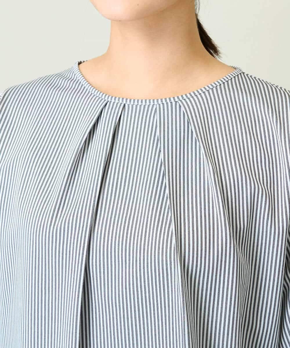 タックスリーブストライプトップス(カットソー・Tシャツ