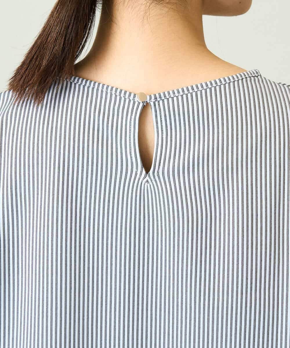 タックスリーブストライプトップス(カットソー・Tシャツ