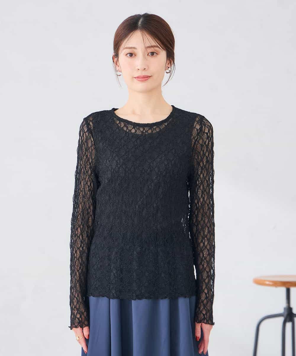 K2KKD04035 a.v.v(アー・ヴェ・ヴェ) ストレッチ レース トップス アイボリー
