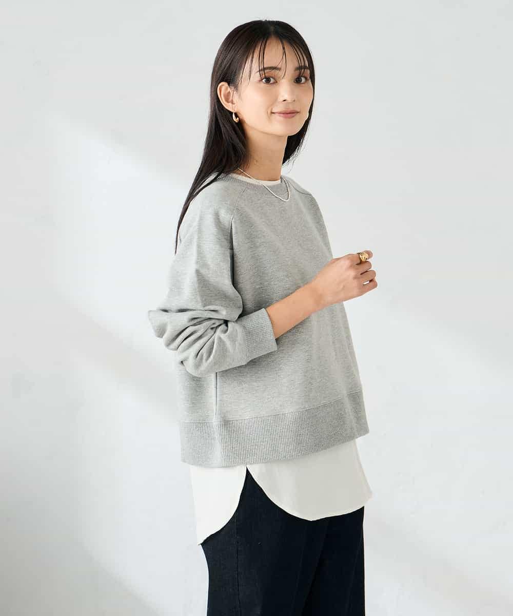 K2KLA41044 a.v.v(アー・ヴェ・ヴェ) ラメ裏起毛タックスリーブスウェット グレー