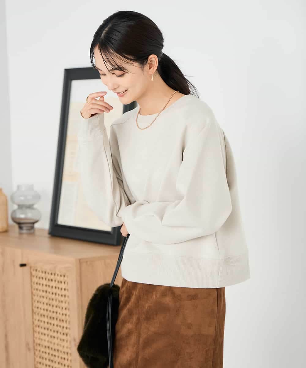 K2KLA41044 a.v.v(アー・ヴェ・ヴェ) ラメ裏起毛タックスリーブスウェット グレー