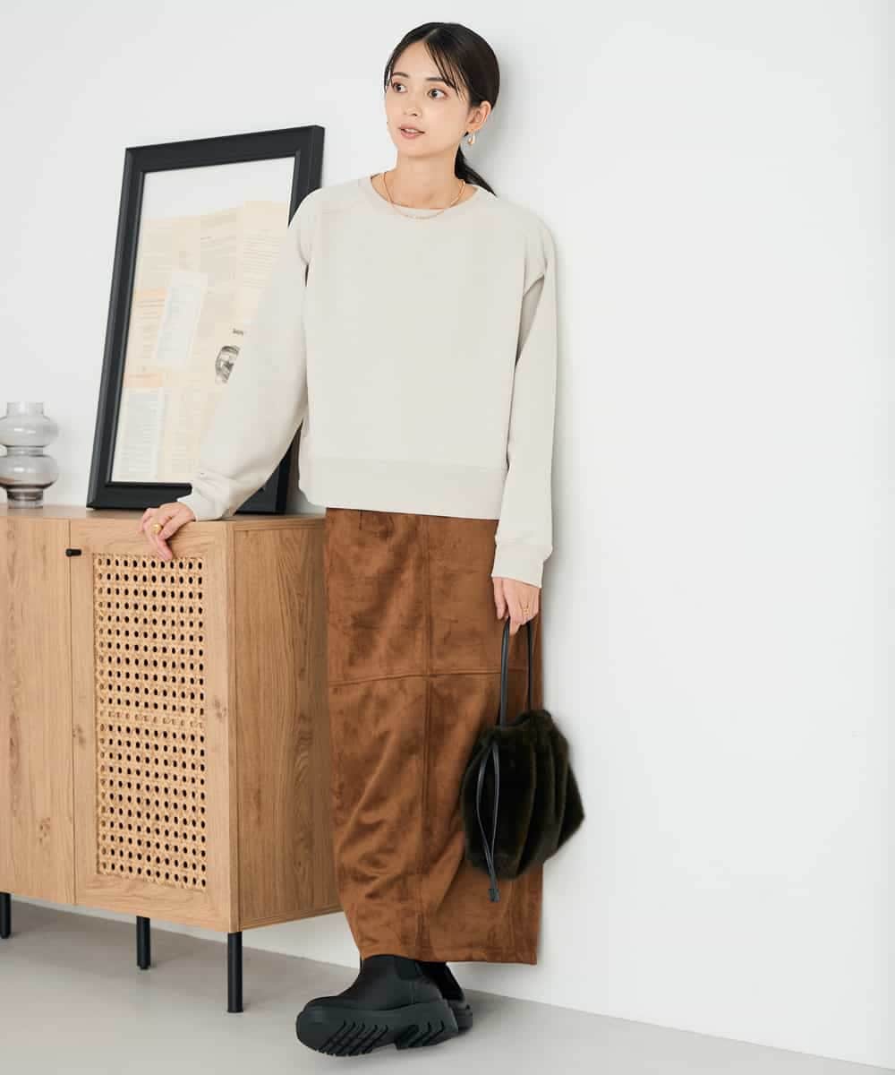 K2KLA41044 a.v.v(アー・ヴェ・ヴェ) ラメ裏起毛タックスリーブスウェット グレー