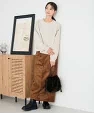 K2KLA41044 a.v.v(アー・ヴェ・ヴェ) ラメ裏起毛タックスリーブスウェット グレー