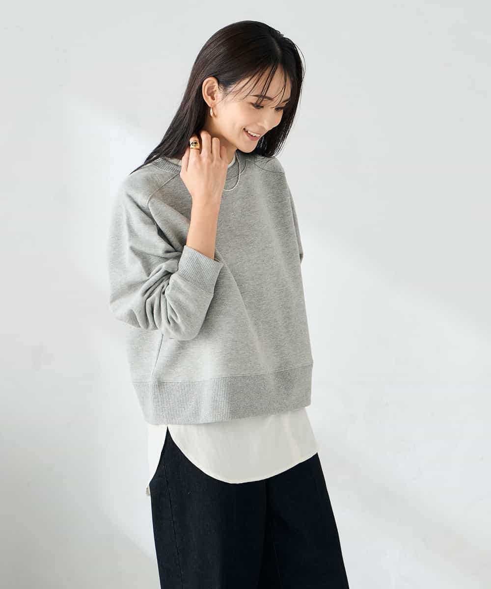 K2KLA41044 a.v.v(アー・ヴェ・ヴェ) ラメ裏起毛タックスリーブスウェット グレー