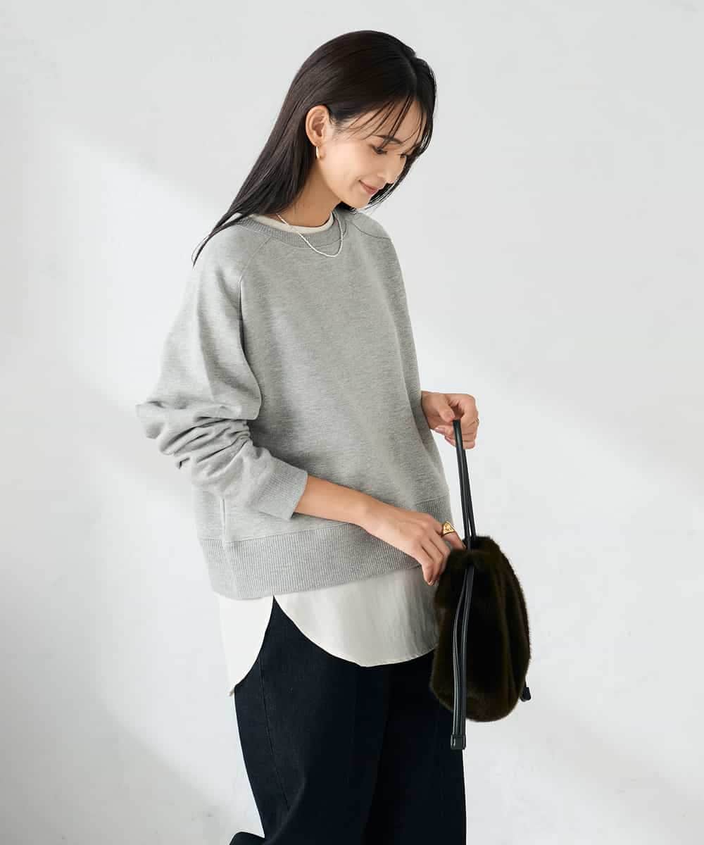 K2KLA41044 a.v.v(アー・ヴェ・ヴェ) ラメ裏起毛タックスリーブスウェット グレー