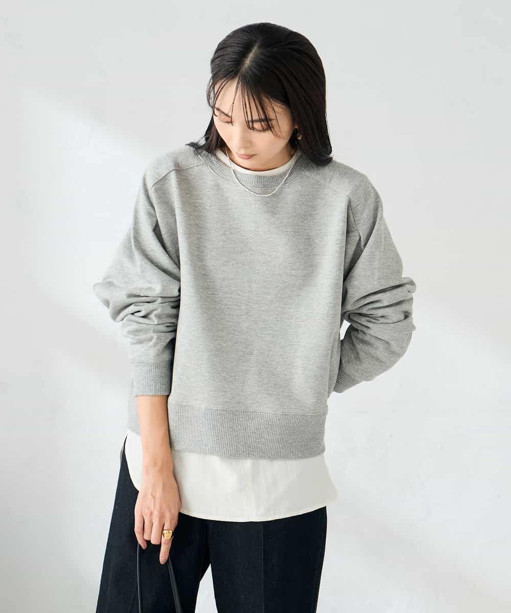 K2KLA41044 a.v.v(アー・ヴェ・ヴェ) ラメ裏起毛タックスリーブスウェット グレー