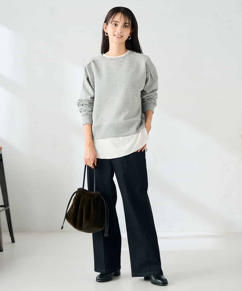 K2KLA41044 a.v.v(アー・ヴェ・ヴェ) ラメ裏起毛タックスリーブスウェット グレー