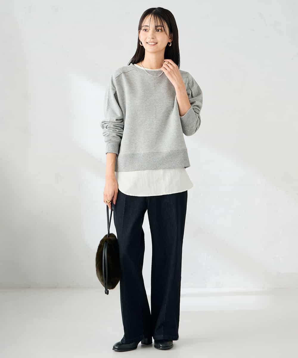 K2KLA41044 a.v.v(アー・ヴェ・ヴェ) ラメ裏起毛タックスリーブスウェット グレー