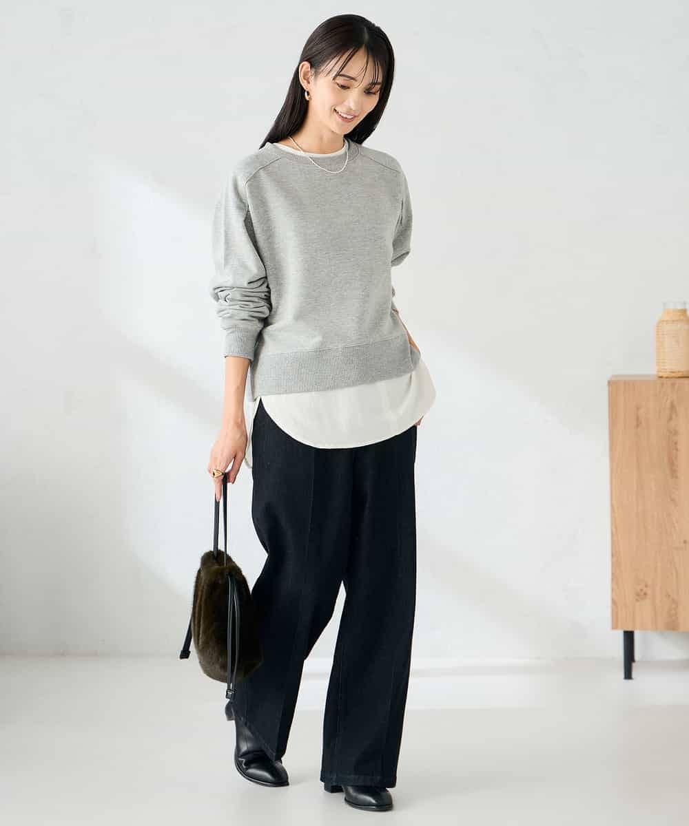 K2KLA41044 a.v.v(アー・ヴェ・ヴェ) ラメ裏起毛タックスリーブスウェット グレー