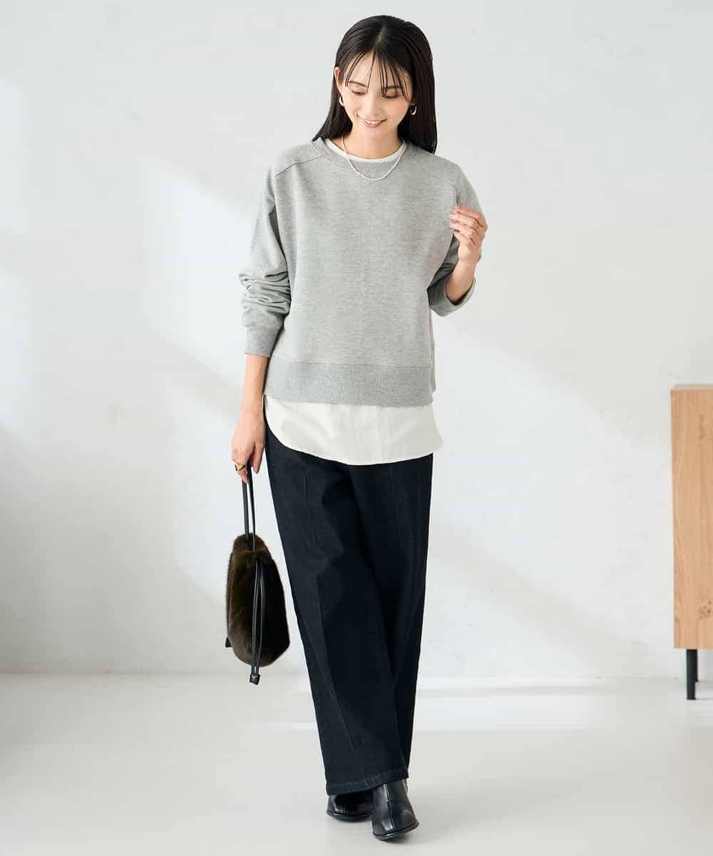 K2KLA41044 a.v.v(アー・ヴェ・ヴェ) ラメ裏起毛タックスリーブスウェット グレー