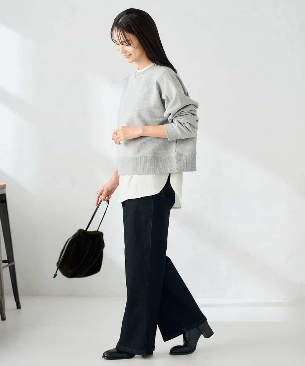 K2KLA41044 a.v.v(アー・ヴェ・ヴェ) ラメ裏起毛タックスリーブスウェット グレー