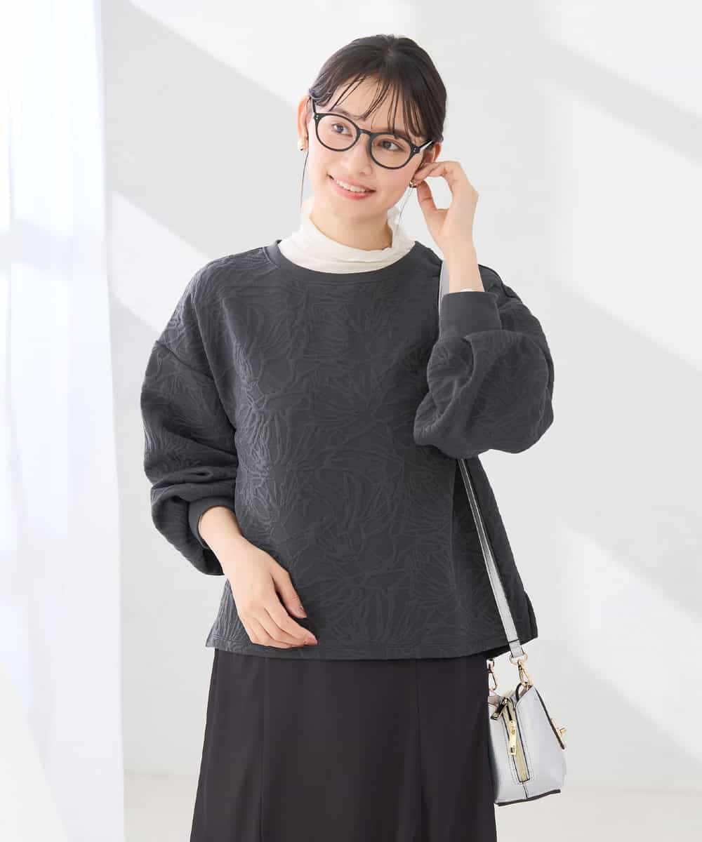K2KLD32049 a.v.v(アー・ヴェ・ヴェ) フクレ ジャガードトップス ダークグレー