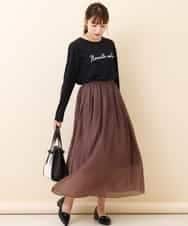 K2KLJ42029 a.v.v(アー・ヴェ・ヴェ) 【洗える/レイヤードスタイルに最適】ラウンドヘムロングスリーブロゴTシャツ ベージュ