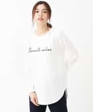 K2KLJ42029 a.v.v(アー・ヴェ・ヴェ) 【洗える/レイヤードスタイルに最適】ラウンドヘムロングスリーブロゴTシャツ ベージュ