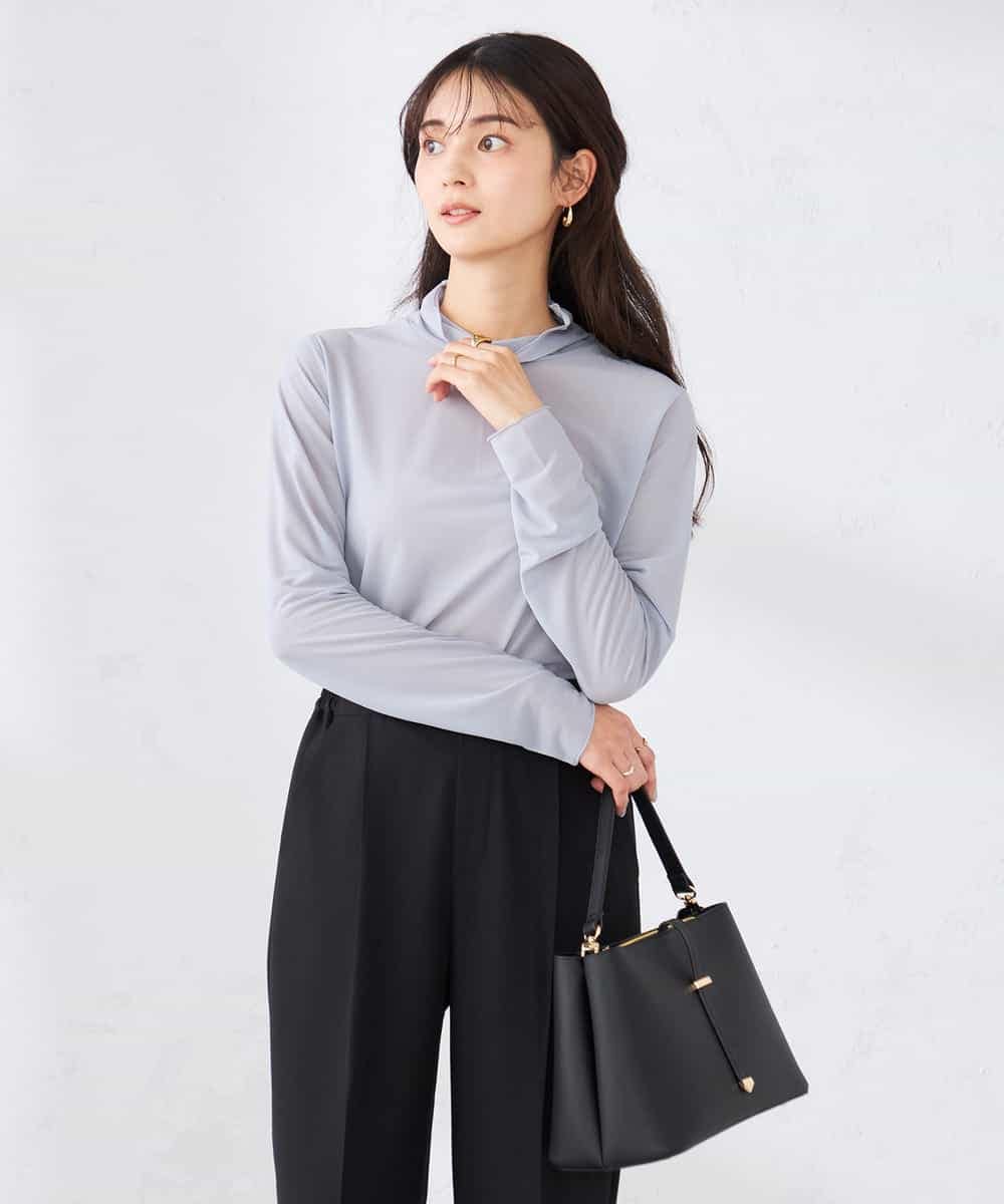 K2KTD05029 a.v.v(アー・ヴェ・ヴェ) シアーハイネックカットソー ライトブルー