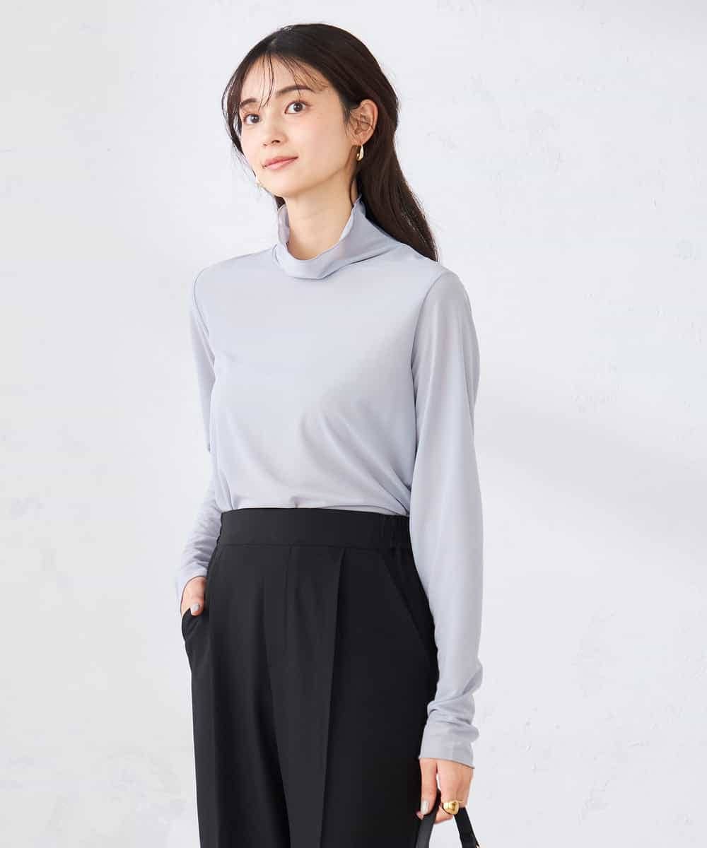 K2KTD05029 a.v.v(アー・ヴェ・ヴェ) シアーハイネックカットソー ライトブルー