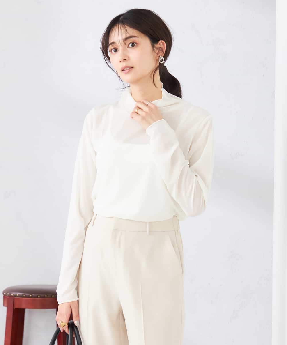 K2KTD05029 a.v.v(アー・ヴェ・ヴェ) シアーハイネックカットソー ライトブルー