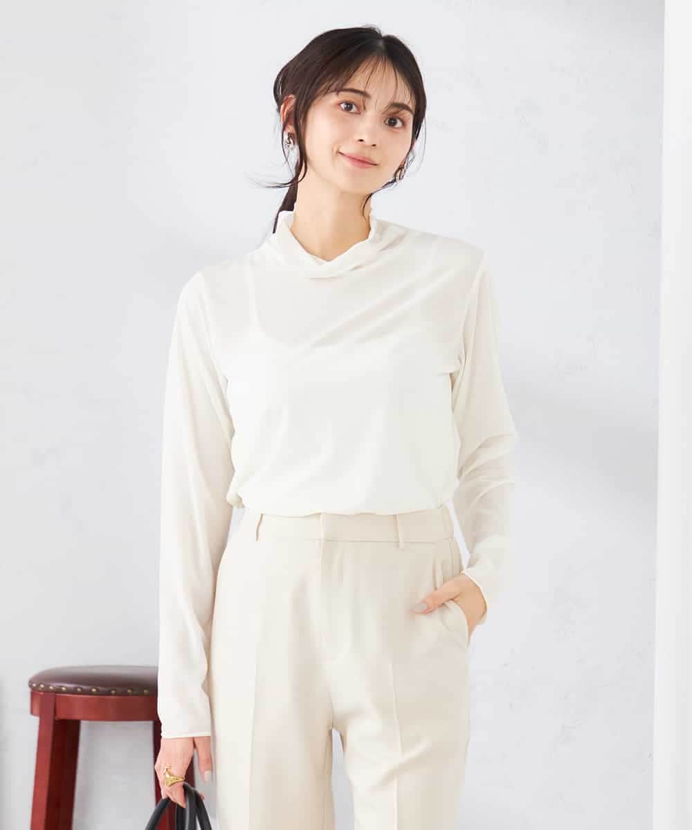 K2KTD05029 a.v.v(アー・ヴェ・ヴェ) シアーハイネックカットソー ライトブルー