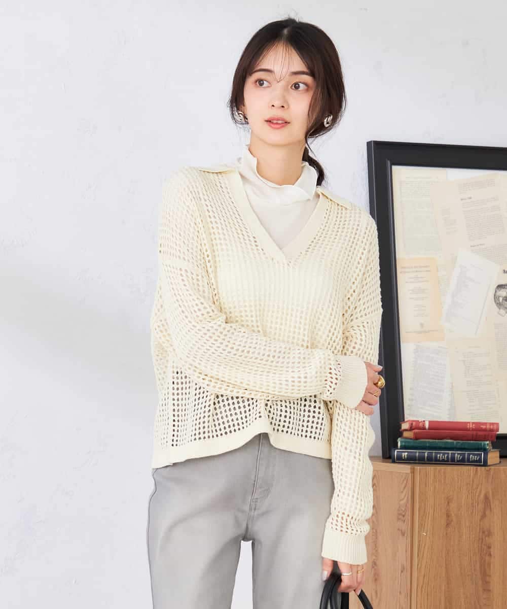 K2KTD05029 a.v.v(アー・ヴェ・ヴェ) シアーハイネックカットソー ライトブルー