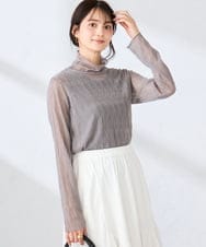 K2KTD06029 a.v.v(アー・ヴェ・ヴェ) シアーウェーブハイネックカットソー ライトグレー